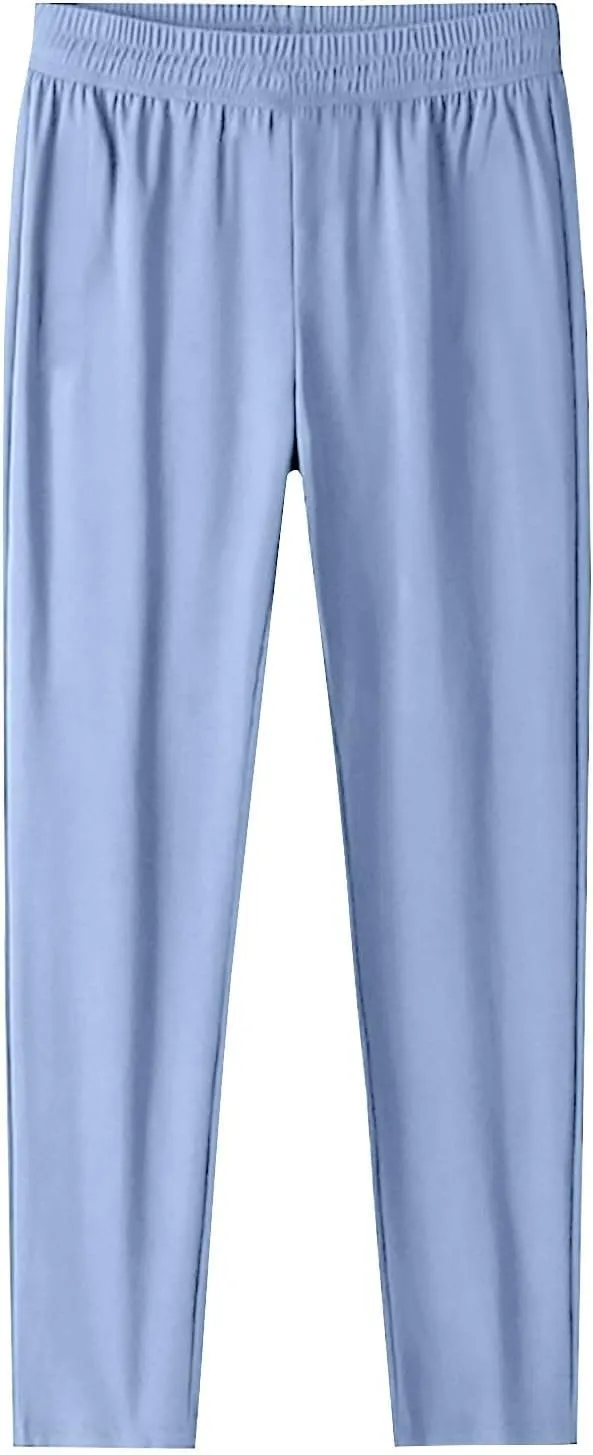 Flowy Pants for Women Palazzo Workout, Capris Pants for Women High Waisted Linen Straight Leg Summer Trousers
