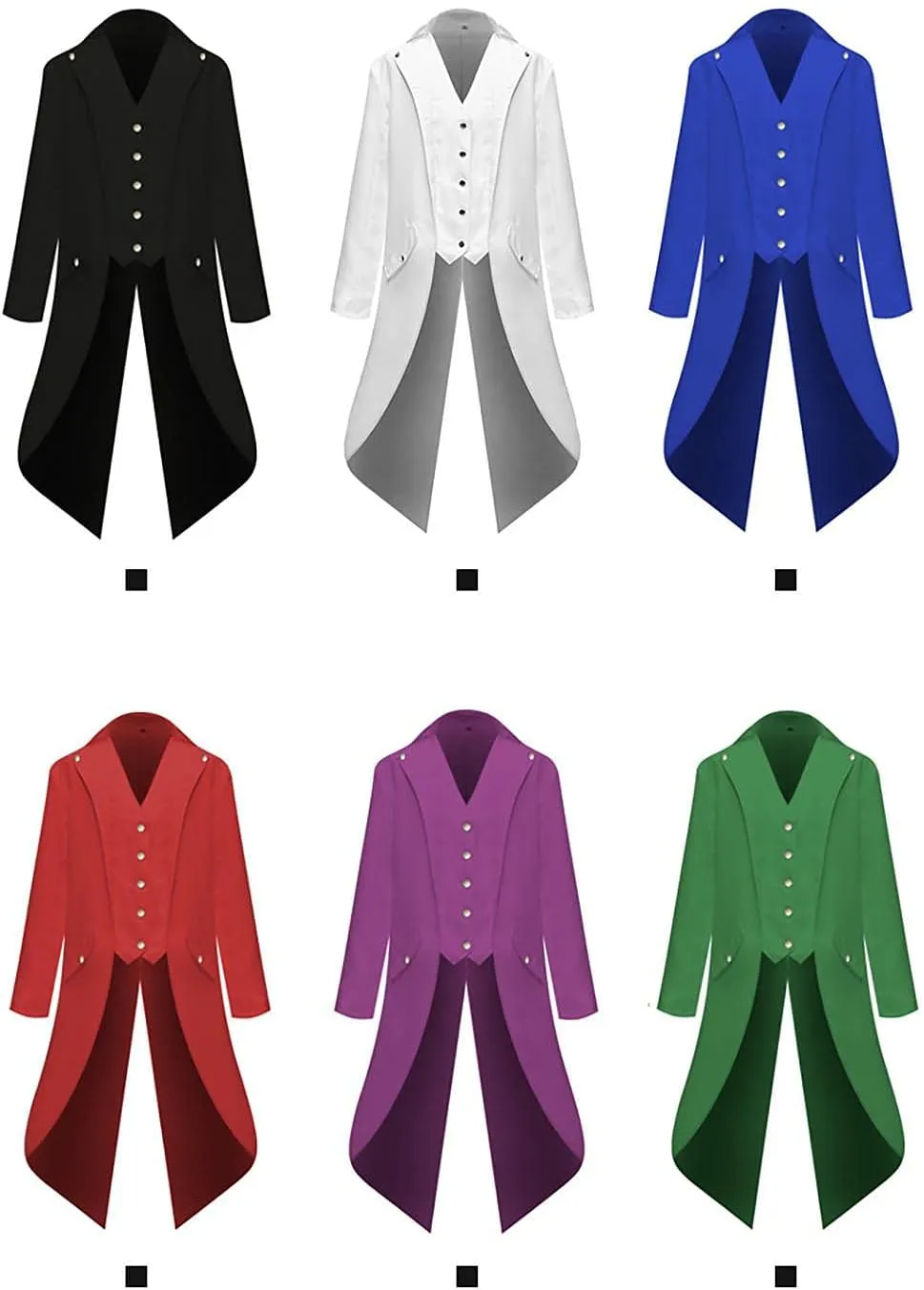 FRMUIC Mens Medieval Steampunk Tailcoat Halloween Joker Costumes, Renaissance Pirate Vampire Gothic Jackets Frock Coat