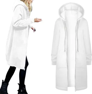 Full Zip Up Hoodies for Women Lightweight Long Sleeve Long Tunic Sweatshirt Oversize Casual Loose Outdoor Jackets Pockets