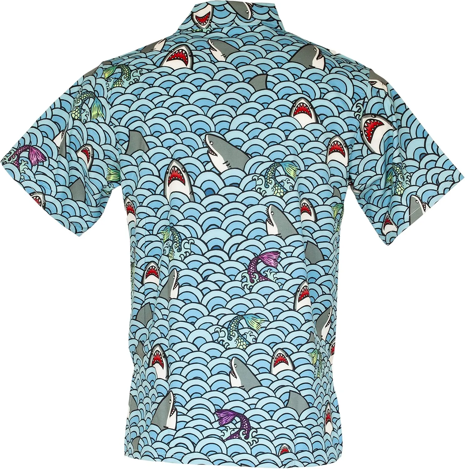 Funny Guy Mugs Mens Hawaiian Print Button Down Short Sleeve Shirt