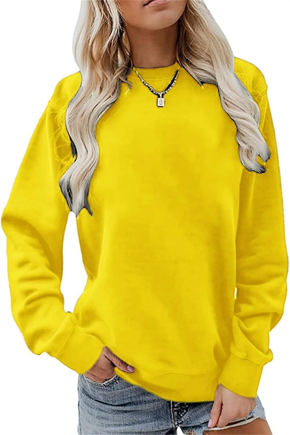GIERIDUC Oversized Sweatshirt for Women 2024 Fashion Solid Color Long Sleeve Tops Crew Neck Pullover Blouse Fall Outfits