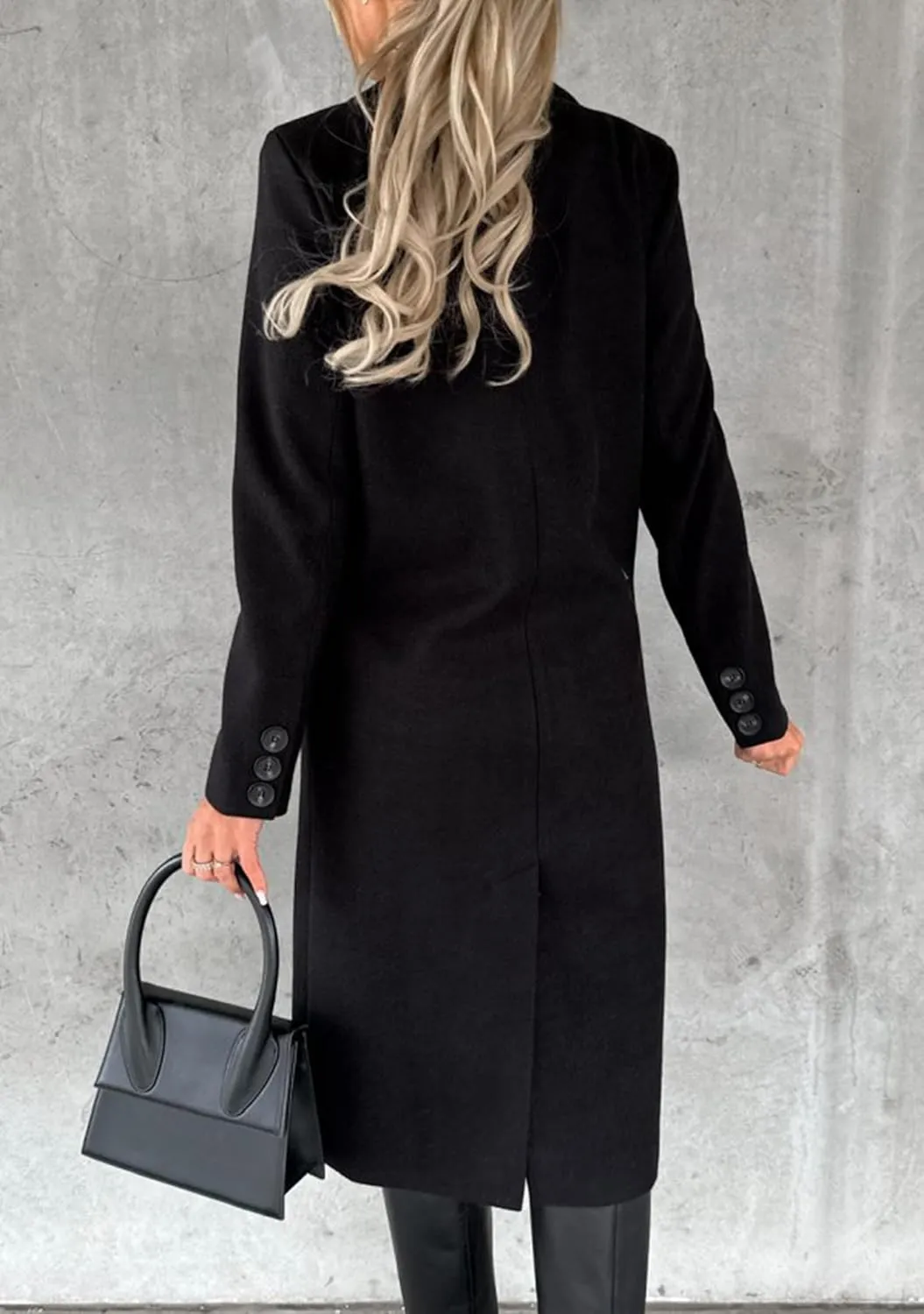 GORIFE Women's Double Breasted Long Coats Lapel Collar Winter Pea Coat Trench Slim Fit Jackets Coat Outwear