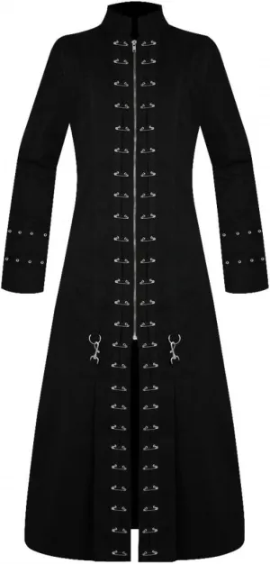 Gothic Wear trench coat Men goth dress Black Hell-Raiser Medieval Black Long Jacket Costume Long Coat/USA