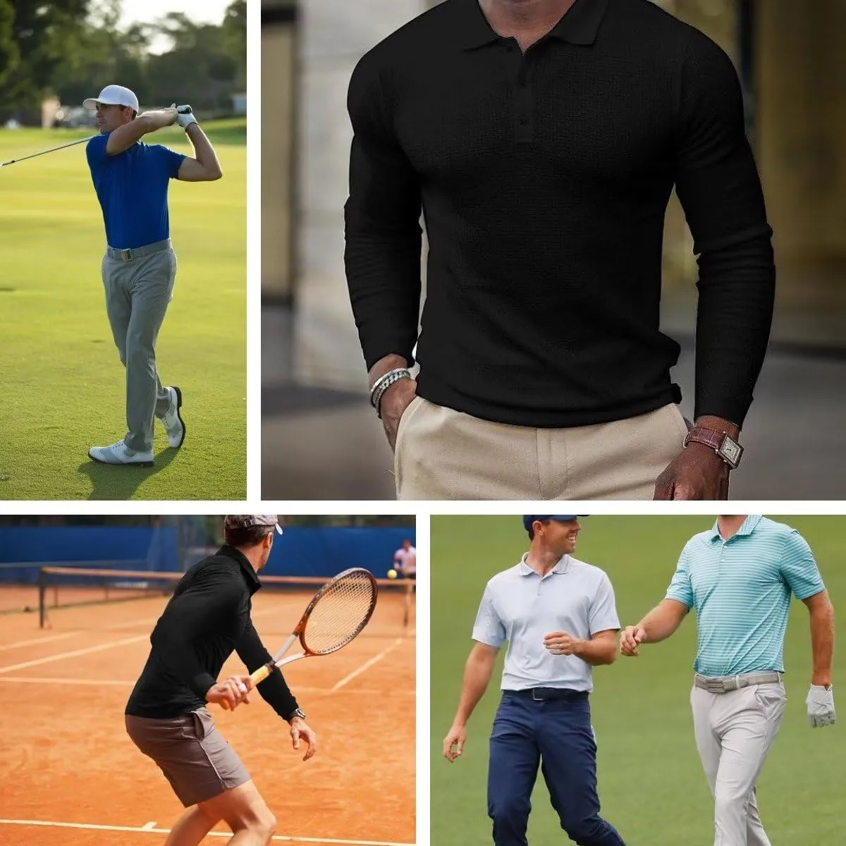 GYMELITE Men's Golf Polo Shirt Short & Long Sleeve Polo Shirts Dry Moisture Wicking Performance Outdoor Casual Collar Shirt