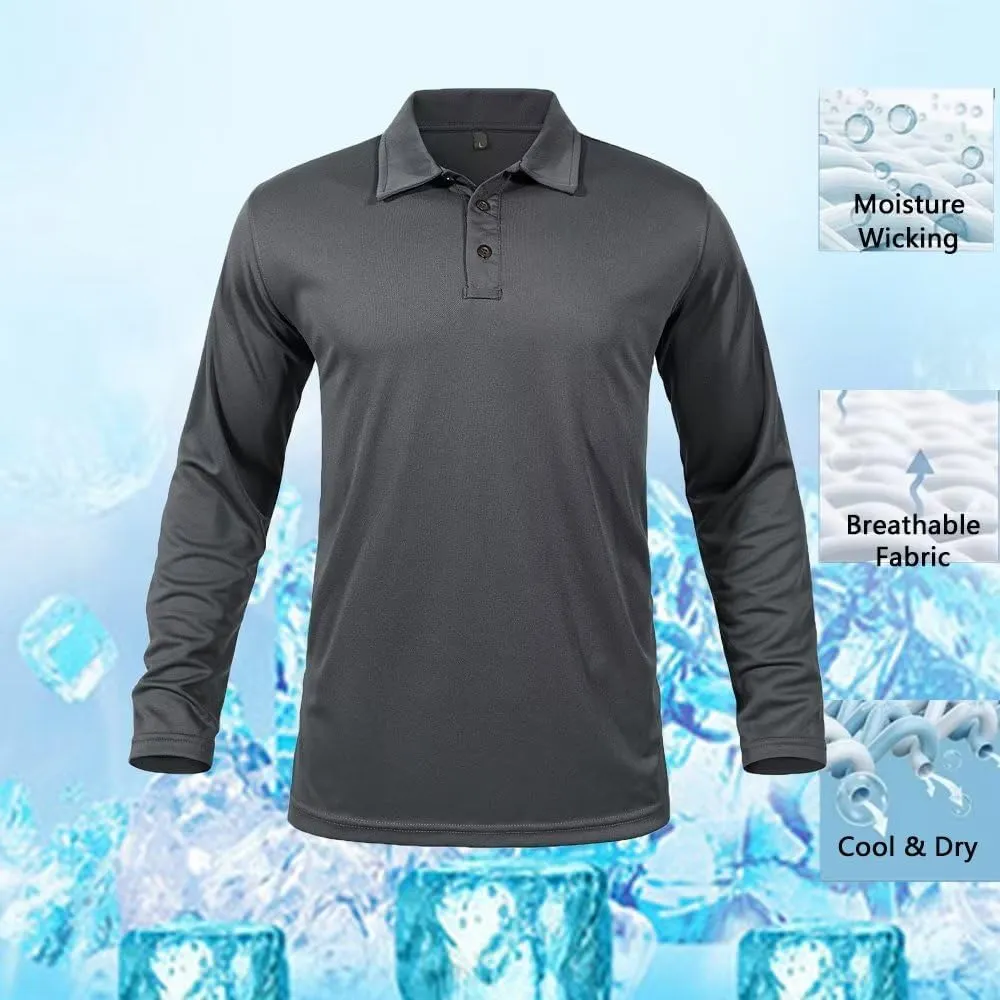 GYMELITE Men's Golf Polo Shirt Short & Long Sleeve Polo Shirts Dry Moisture Wicking Performance Outdoor Casual Collar Shirt