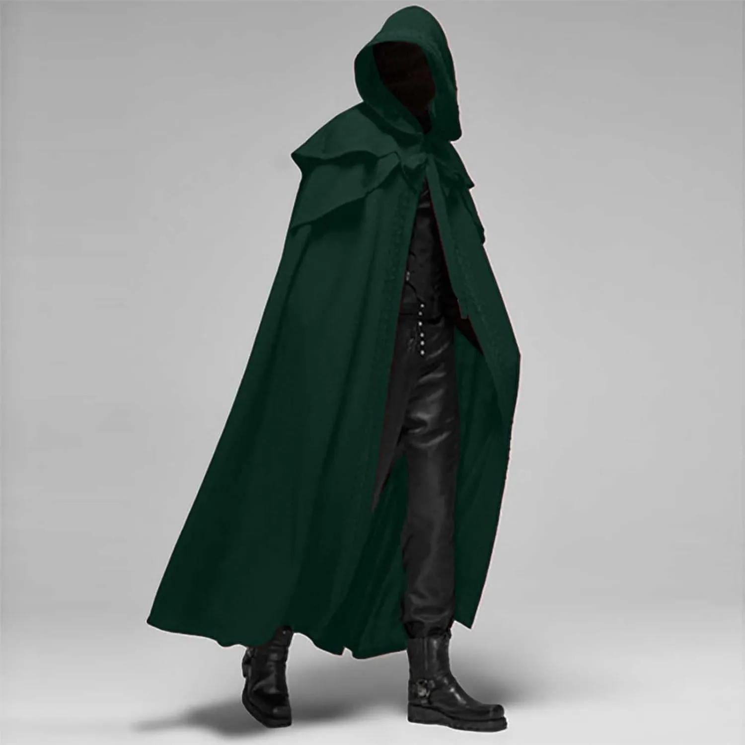 Halloween Costumes for Men Renaissance Hooded Cloak Cosplay Costumes Long Medieval Cloak Vintage Gothic Robe