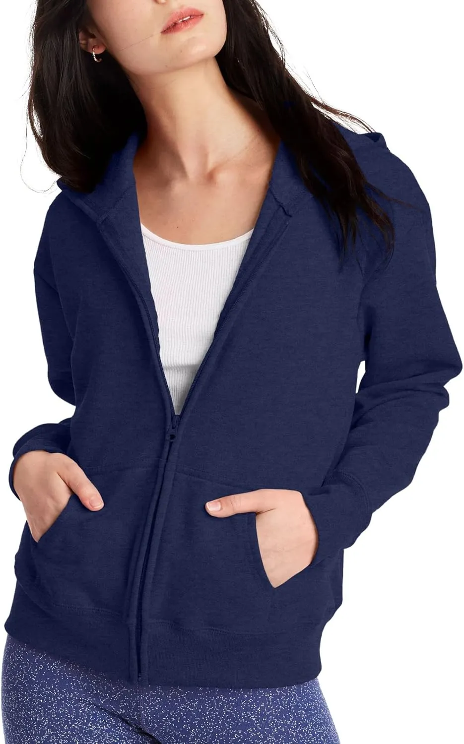 Hanes Women's Hoodie, Ecosmart Fleece Full-zip Hoodie, Zip-up Hooded Sweatshirt