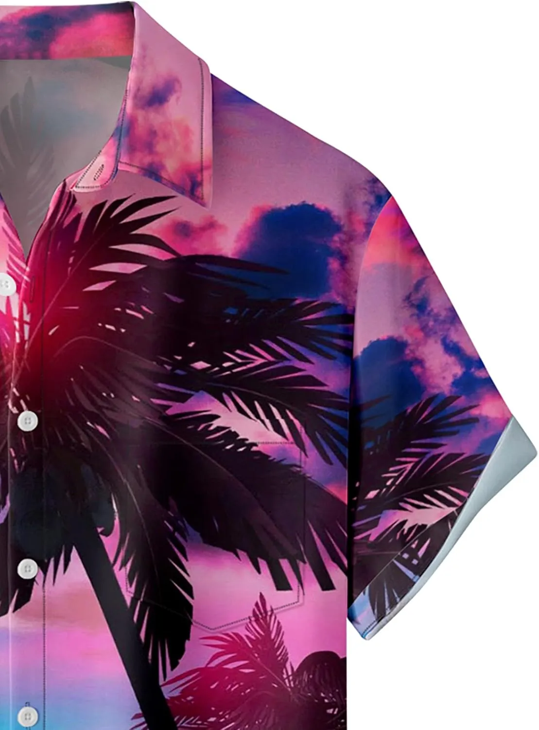 Hawaiian Shirt for Men Tropical Loose Fit Shirt Short Sleeve Casual Button Down Holiday Beach Shirts with Pocket