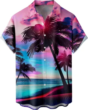 Hawaiian Shirt for Men Tropical Loose Fit Shirt Short Sleeve Casual Button Down Holiday Beach Shirts with Pocket