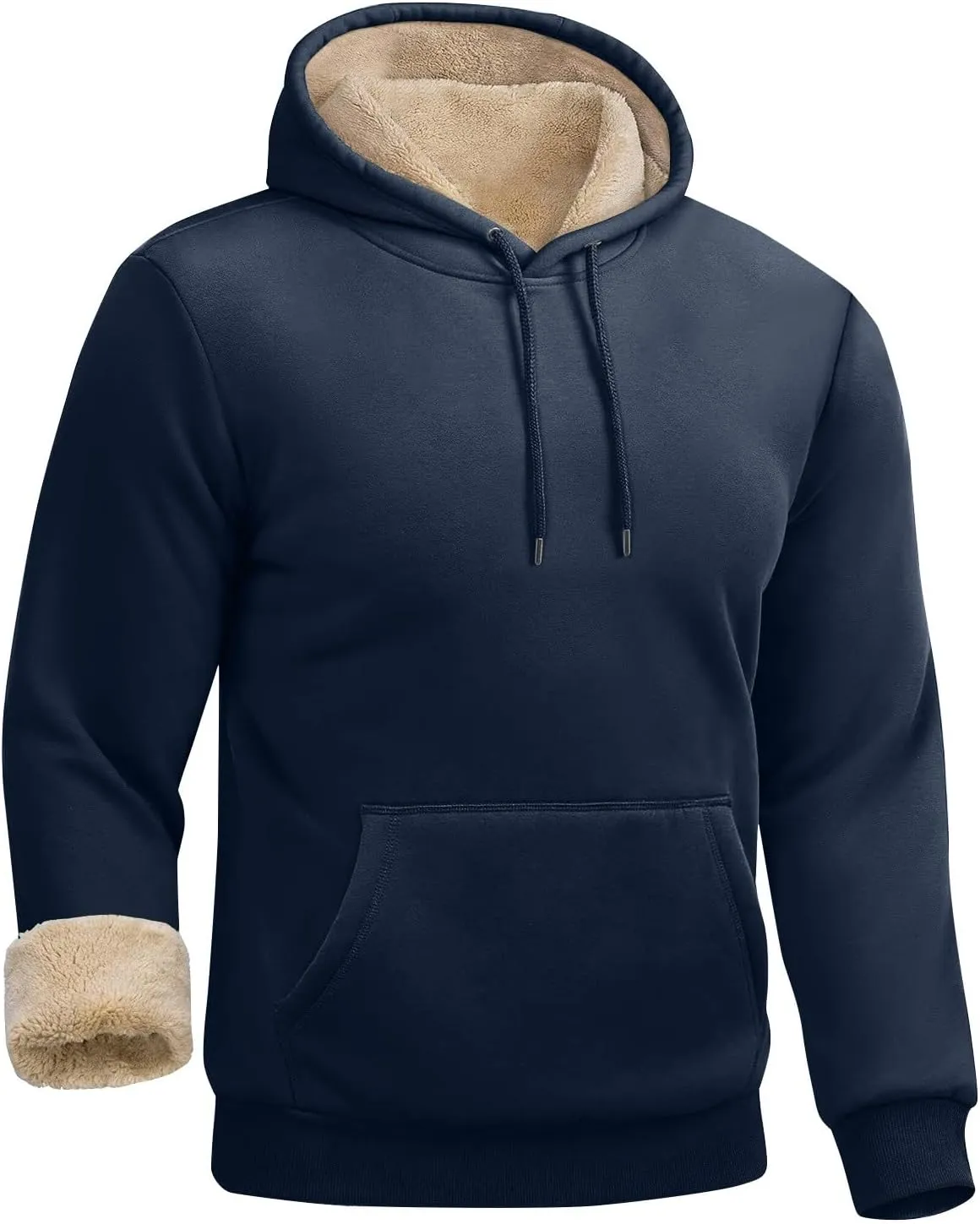 Heavy Hoodies for Men Sherpa Fleece Lined Thermal Pullover Sweatshirt Heavyweight Hooded Coat Warm Sweater w/Pockets