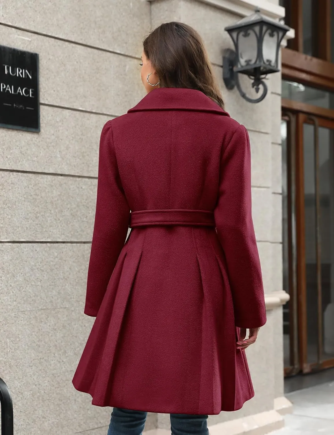HEEKPEK Womens Wool Blend Trench Coat Slim Double Breasted Notch Lapel Pea Coat Thick A Line Jacket with Pockets(S-XXL)