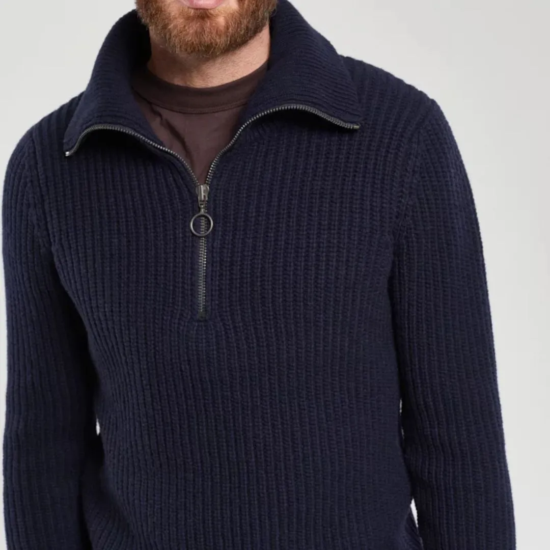 Heritage Zip Up Neck Jumper (Navire)