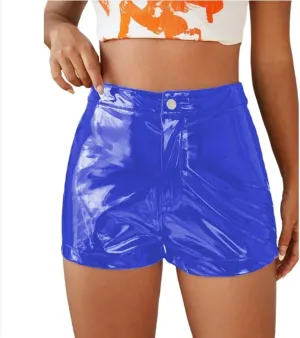 High Waist Skinny Shorts Faux Latex Hot Pants Slim Fit Biker Shorts High Street Sweet Girls
