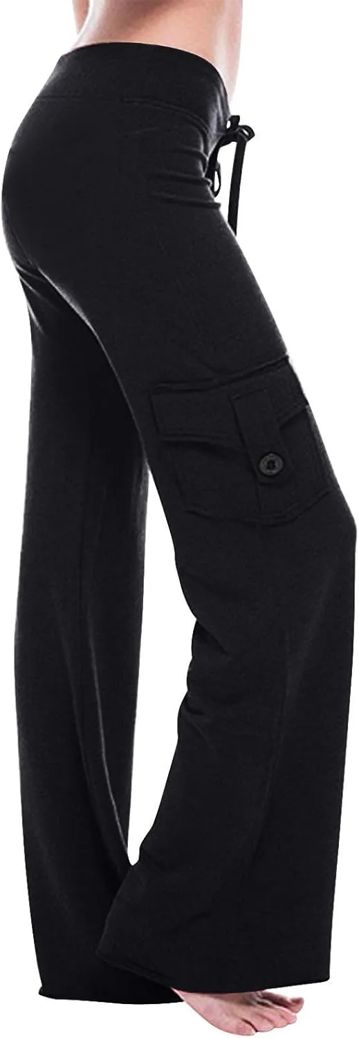 High Waist Stretch Cargo Pants for Women Casual Military Army Cargo Combat Work Pants with Pockets Bootcut Trousers