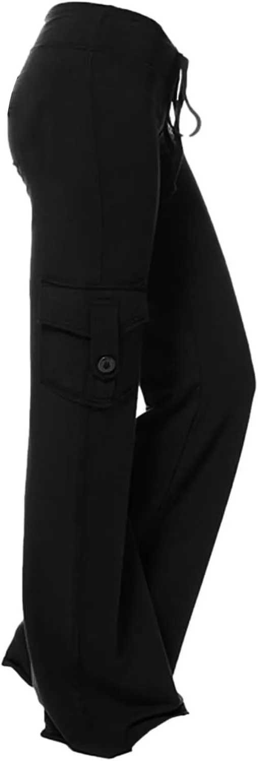 High Waist Stretch Cargo Pants for Women Casual Military Army Cargo Combat Work Pants with Pockets Bootcut Trousers