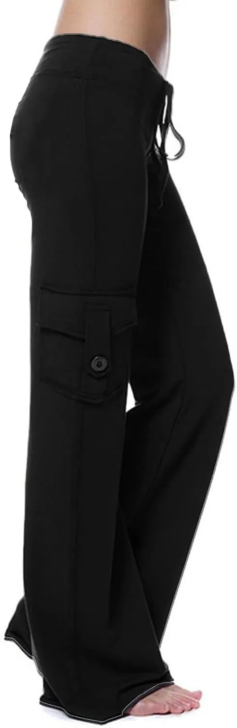 High Waist Stretch Cargo Pants for Women Casual Military Army Cargo Combat Work Pants with Pockets Bootcut Trousers