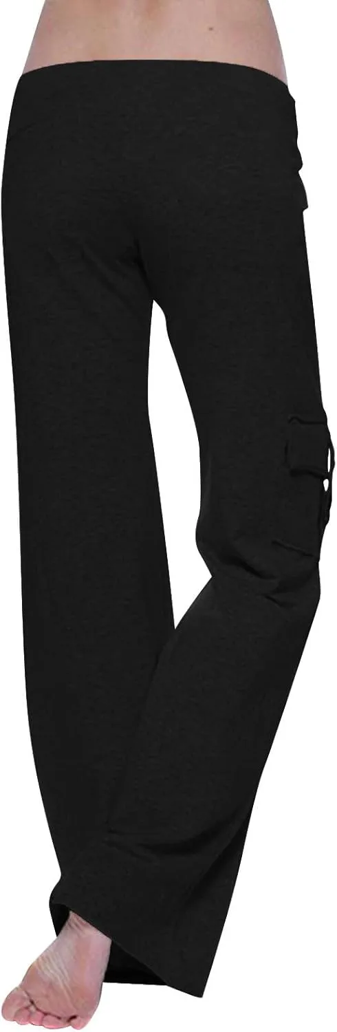 High Waist Stretch Cargo Pants for Women Casual Military Army Cargo Combat Work Pants with Pockets Bootcut Trousers
