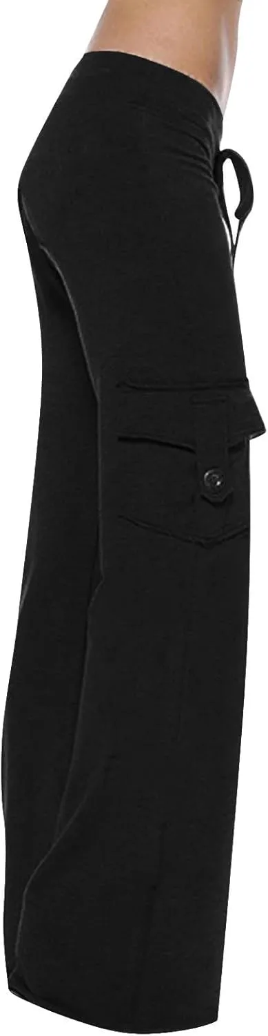 High Waist Stretch Cargo Pants for Women Casual Military Army Cargo Combat Work Pants with Pockets Bootcut Trousers