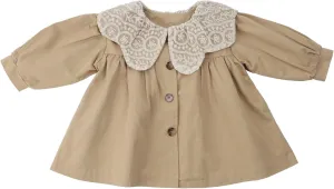 HOOLCHEAN Toddler Little Girls Mid-length Trench Coat with Lace Ruffle Collar for 1-7 Years