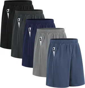 HQUEC Men's Athletic Shorts with Zipper Pockets Lightweight Quick Dry Basketball Workout Shorts for Running Casual