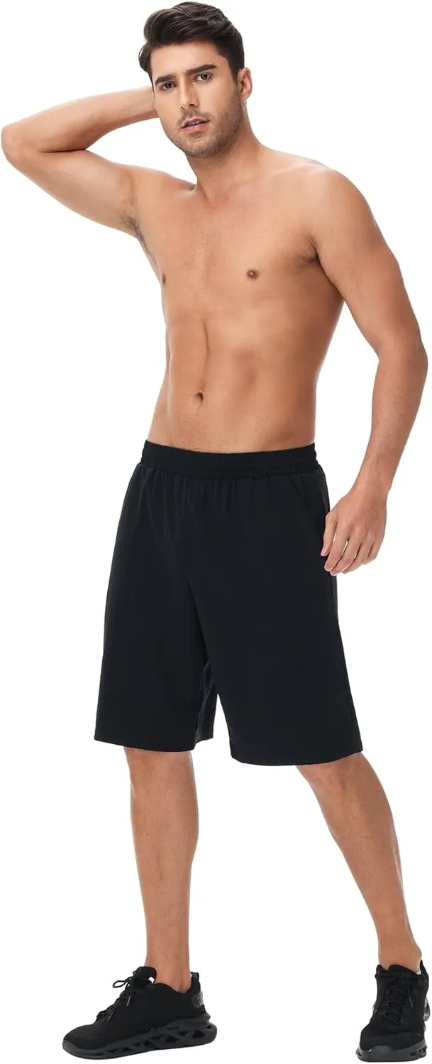 HQUEC Men's Athletic Shorts with Zipper Pockets Lightweight Quick Dry Basketball Workout Shorts for Running Casual