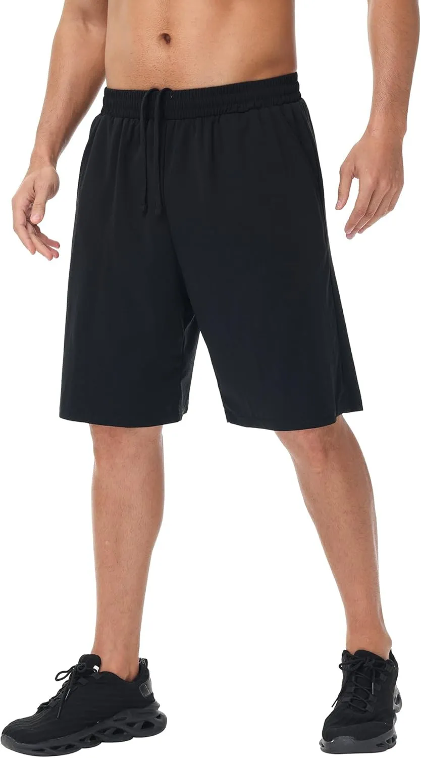 HQUEC Men's Athletic Shorts with Zipper Pockets Lightweight Quick Dry Basketball Workout Shorts for Running Casual