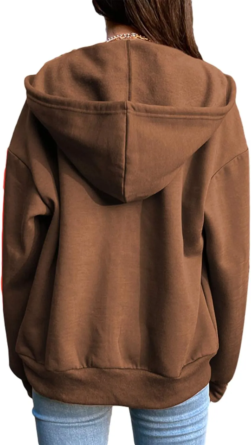 ICNGLKSND Women Zip Up Hoodie Sweatshirt Solid Color Oversized Casual Coat Fall Goth Jacket Streetwear