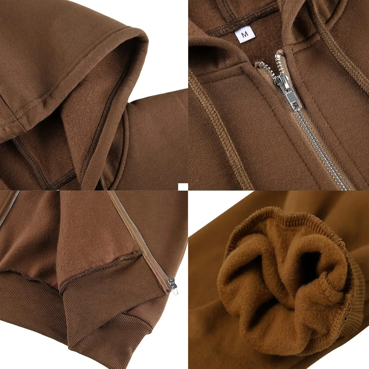 ICNGLKSND Women Zip Up Hoodie Sweatshirt Solid Color Oversized Casual Coat Fall Goth Jacket Streetwear