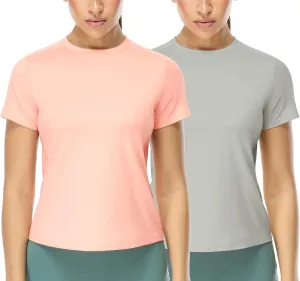 icyzone Women's Short Sleeve Workout T-Shirt Breathable Quick Dry Athletic Gym Running Tops Yoga Exercise Tees Shirt