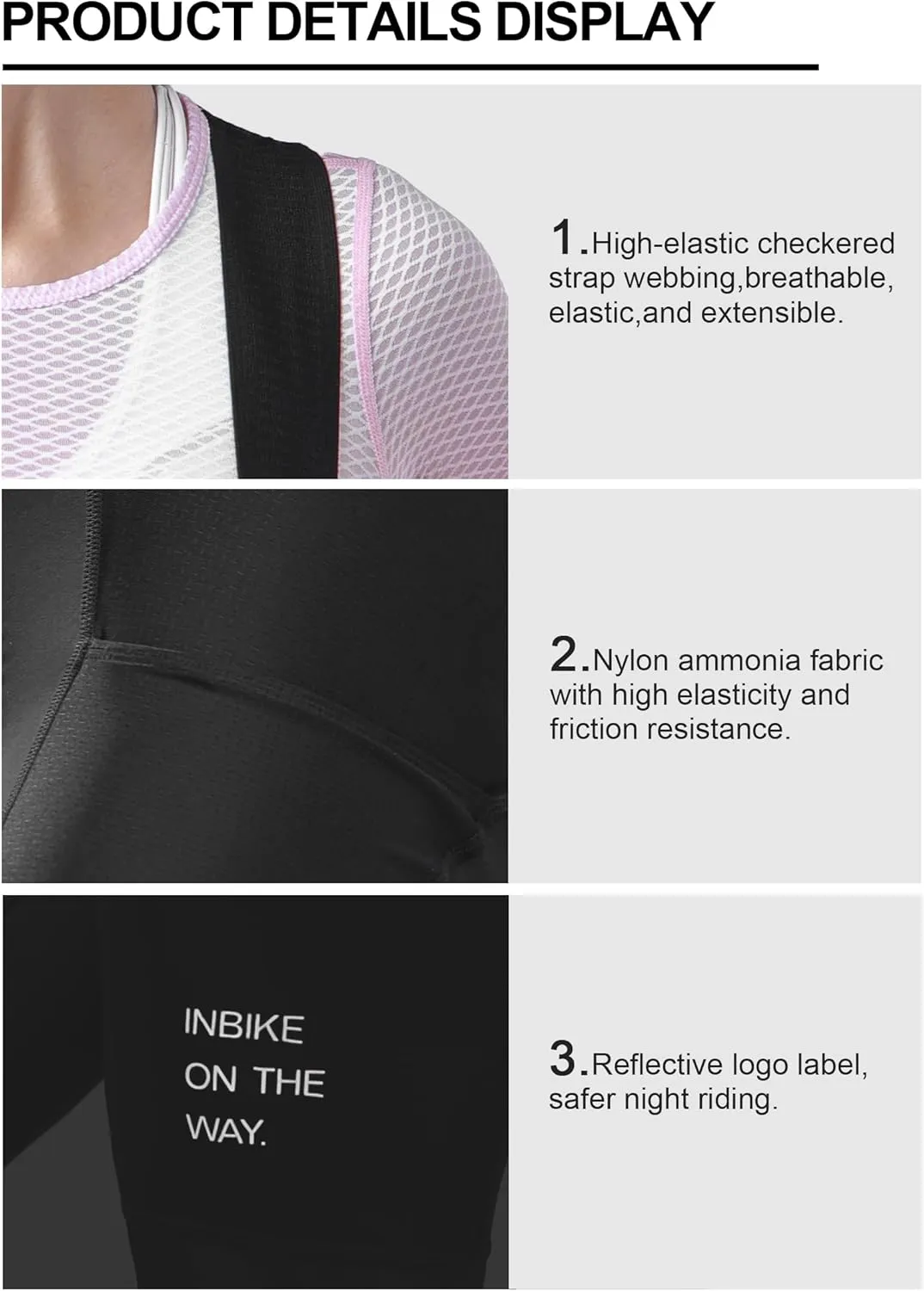 INBIKE Women's Cycling Bib Shorts with 3D High Density Sponge Padded Long Cycling Breathable Bib Shorts 