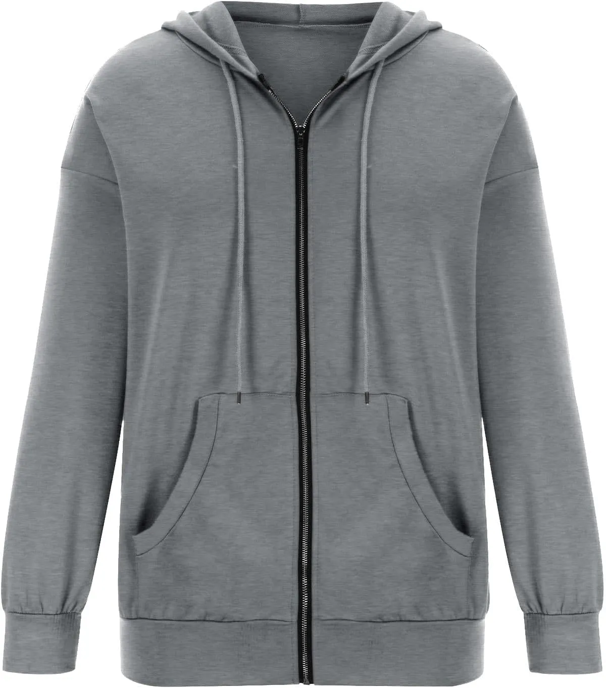 JJHAEVDY Zip Up Hoodie Women Solid Drawstring Sweatshirts Fall Outwear Jacket Hooded Coat Sports Activewear Pocket