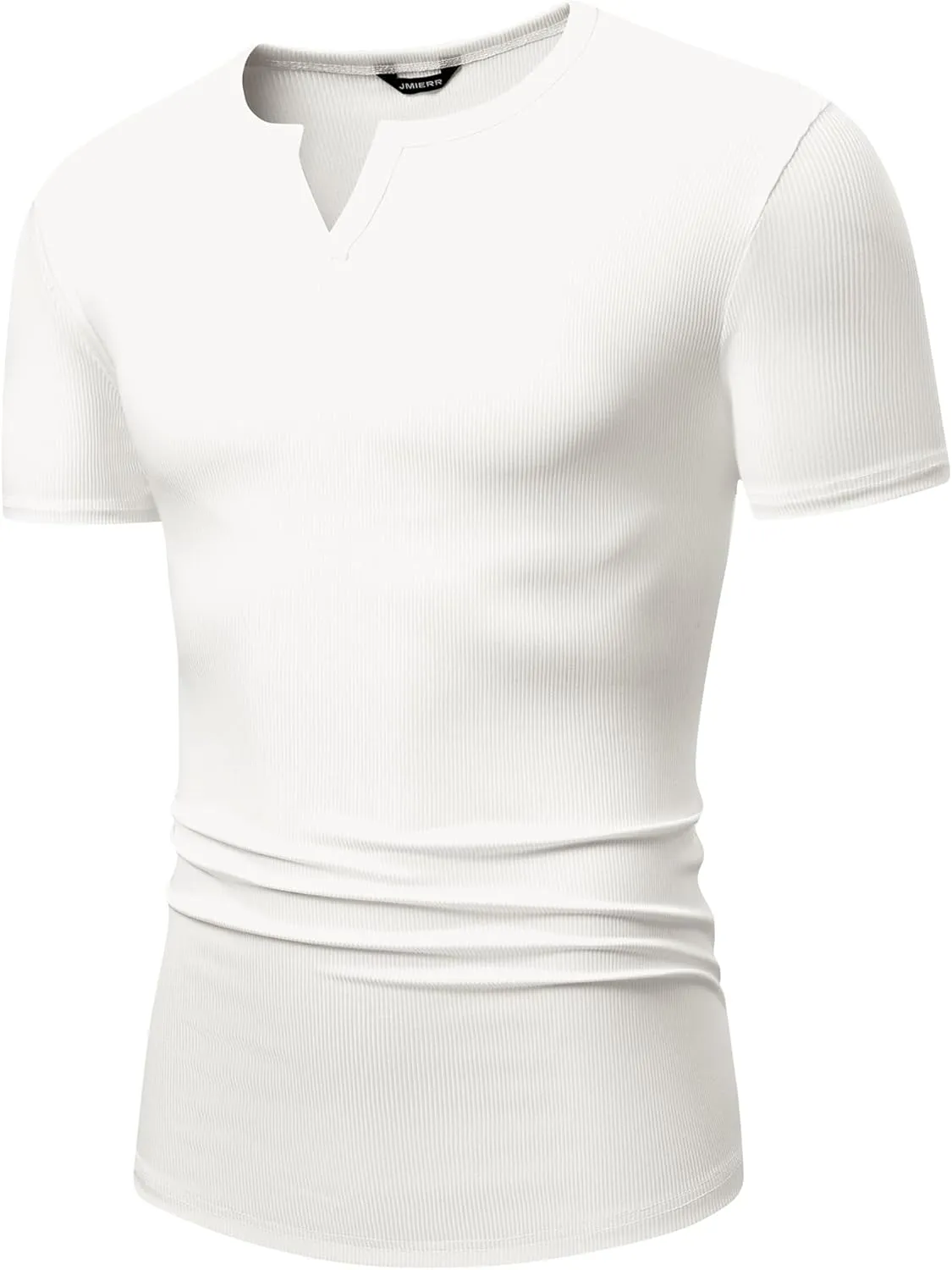 JMIERR Men's Muscle V-Neck T Shirt Short Sleeve Longline Ribbed Henley Shirt Gym Workout Athletic Tee Shirts
