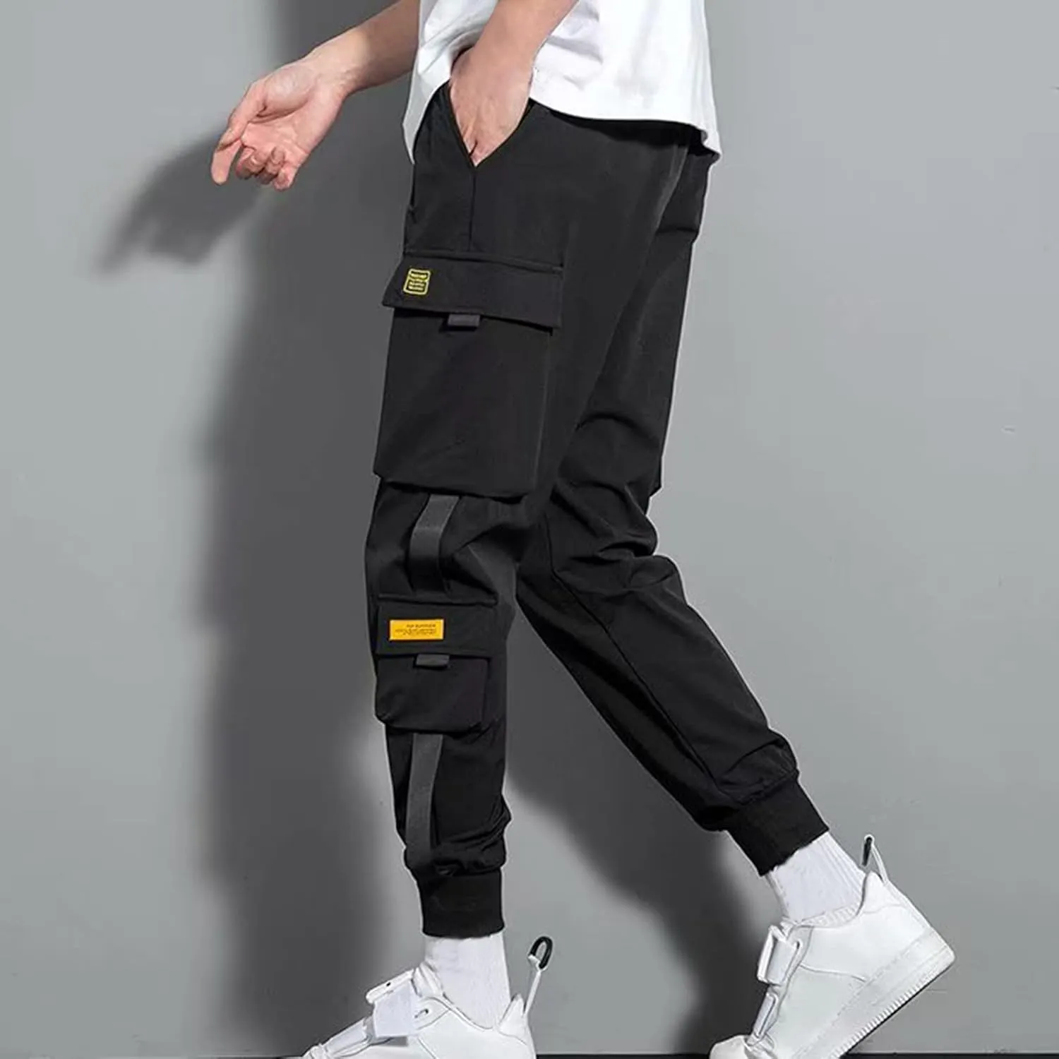 Jogger Pants for Men 2023 Casual Drawstring Elastic Waist Multi Pockets Cargo Pants Loose Beam Feet Sweatpants
