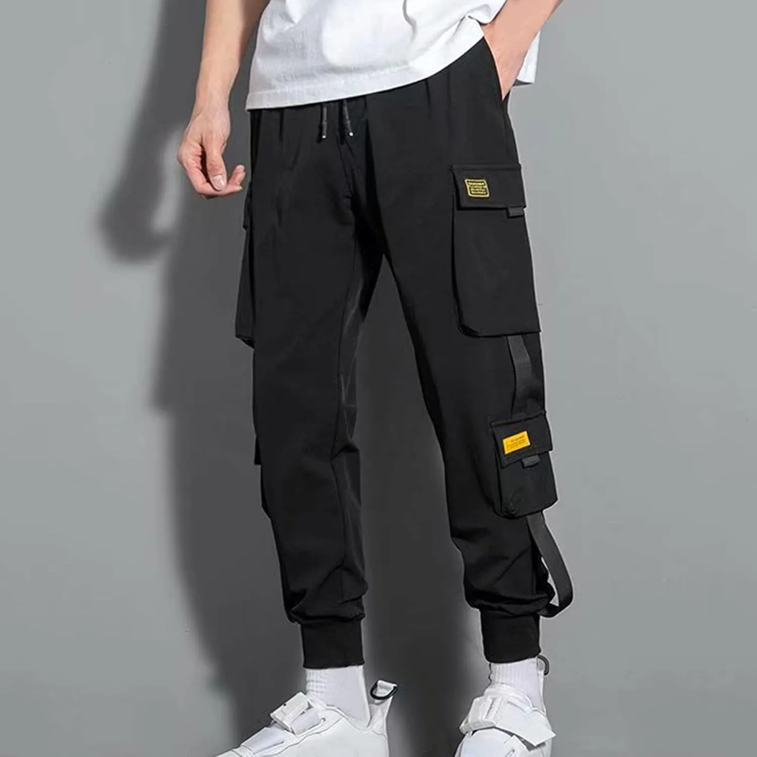 Jogger Pants for Men 2023 Casual Drawstring Elastic Waist Multi Pockets Cargo Pants Loose Beam Feet Sweatpants