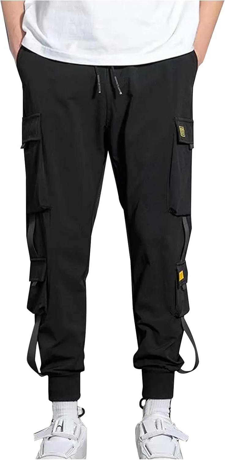 Jogger Pants for Men 2023 Casual Drawstring Elastic Waist Multi Pockets Cargo Pants Loose Beam Feet Sweatpants