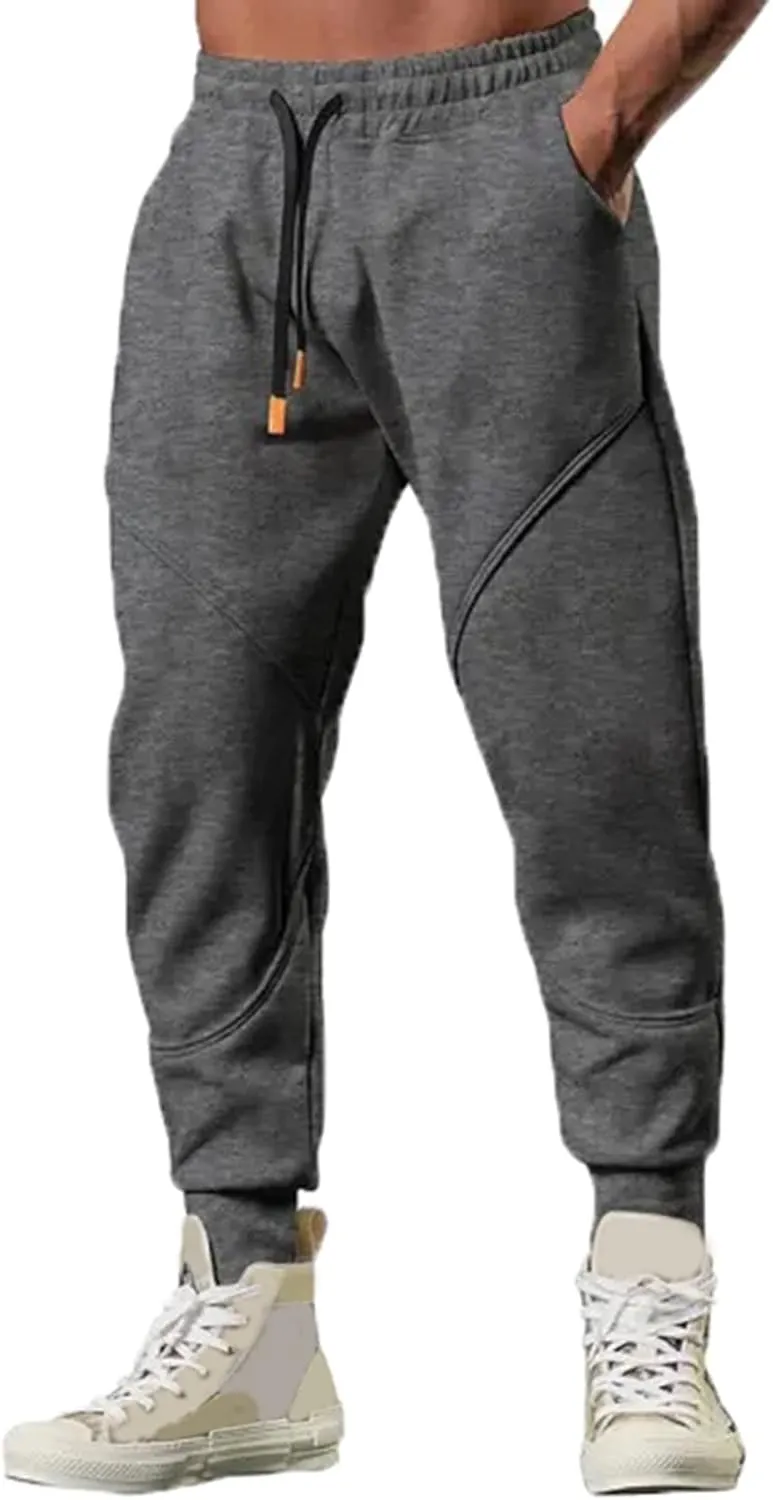 Jogger Pants for Men 2023 Casual Skinny-Fit Drawstring Elastic Waist Sweatpants Fashion Solid Beam Feed Trousers