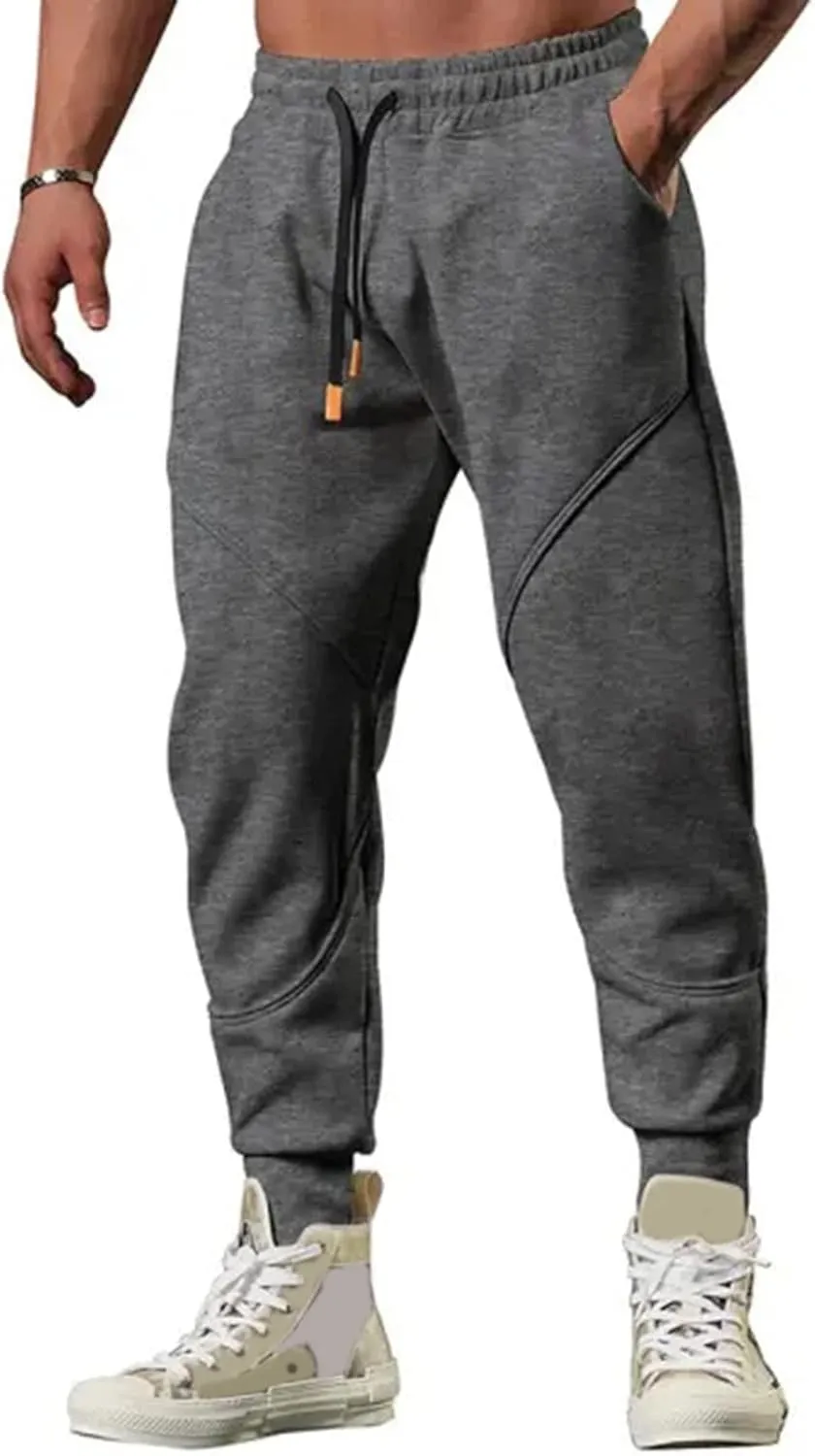 Jogger Pants for Men 2023 Casual Skinny-Fit Drawstring Elastic Waist Sweatpants Fashion Solid Beam Feed Trousers
