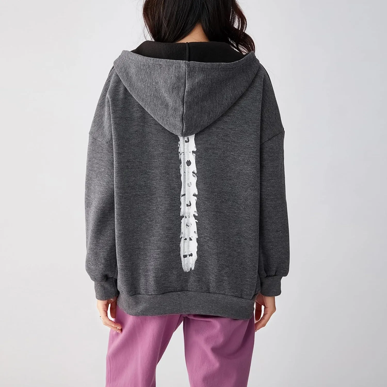 Karwuiio Women Men Zip Up Hoodie Y2k Vintage Graphic Oversized Sweatshirt Jacket Pullover Coats Gothic Streetwear