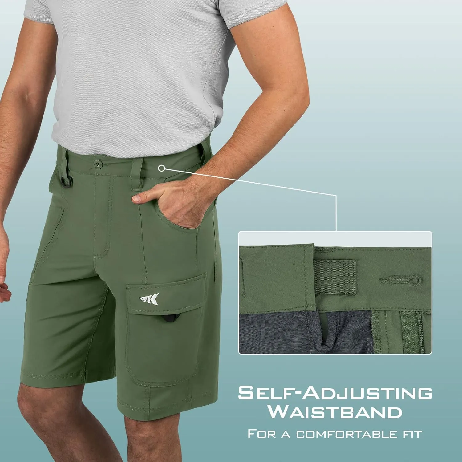 KastKing Rekon Men's Fishing Cargo Shorts, Quick Dry Casual Hiking Shorts for Men, Travel Golf Camping Tactical