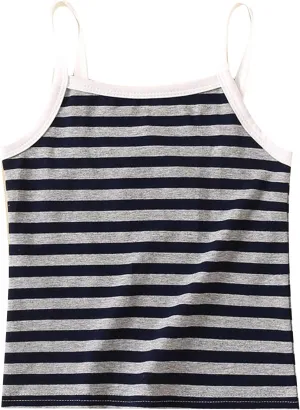 Kids Girls Striped Camisoles Sleeveless Vest Cotton Spaghetti Strap Tank Top Sports Clothing Comfort Clever Girl T Shirt
