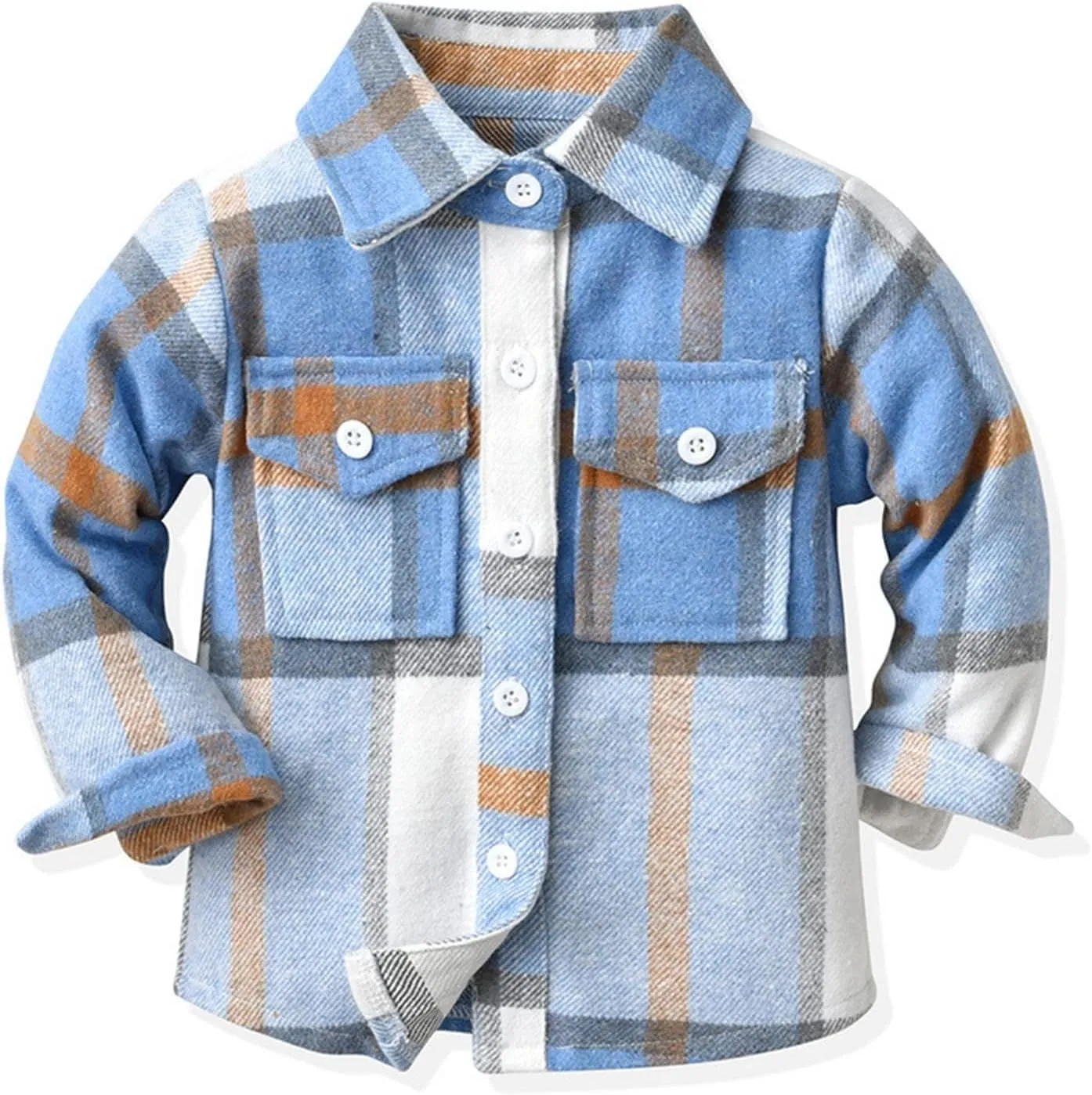 Kids Toddler Flannel Shirt Jacket Plaid Long Sleeve Lapel Button Down Shacket Baby Boys Girls Fall Shirt Coat Outwear