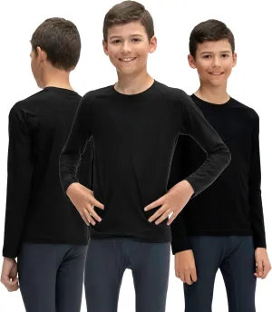 KISTA 3 Pack Kid's & Boy's Cool Dry Long Sleeve Compression Shirts, Athletic Workout Shirt, Sports Base Layer T-Shirt