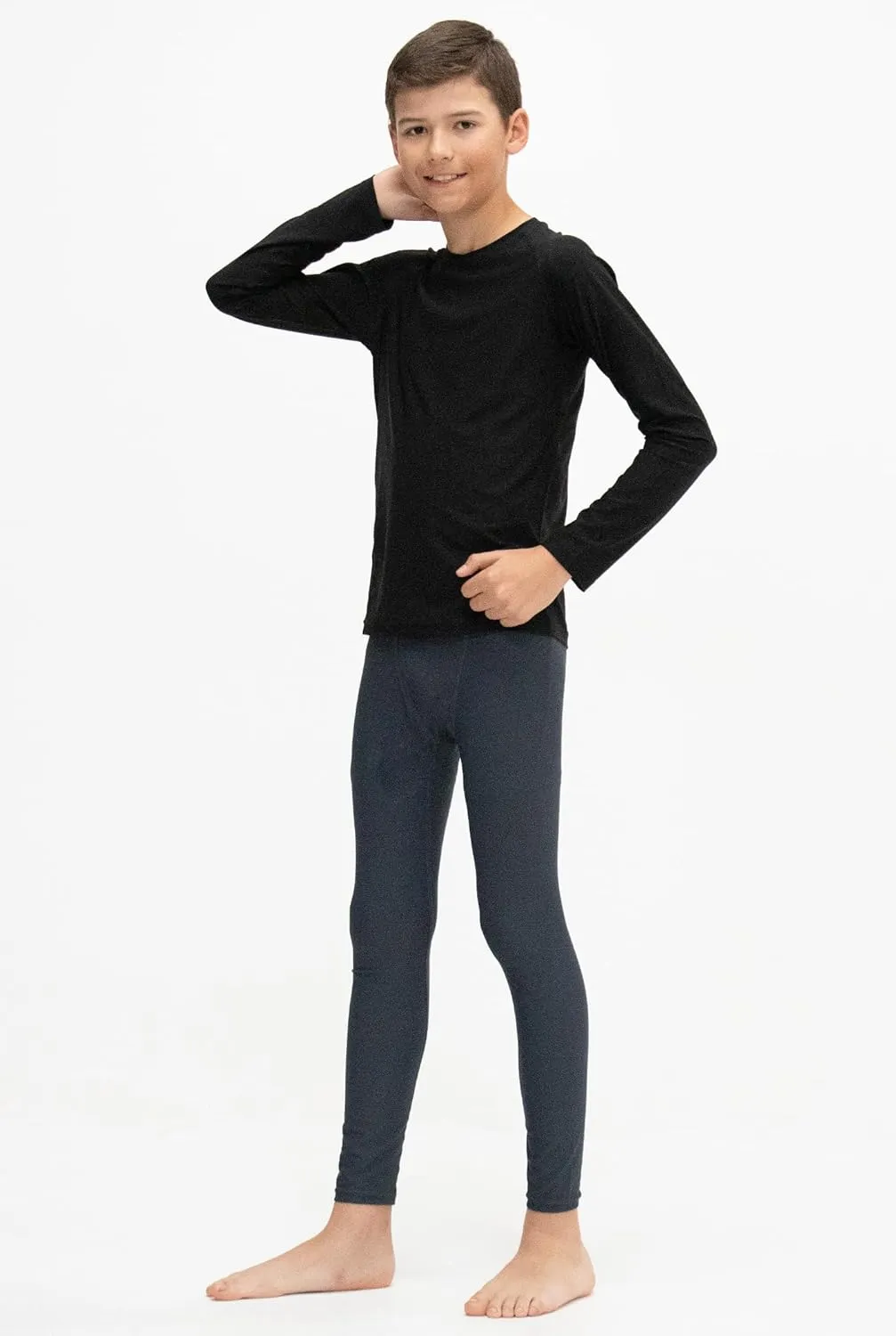 KISTA 3 Pack Kid's & Boy's Cool Dry Long Sleeve Compression Shirts, Athletic Workout Shirt, Sports Base Layer T-Shirt