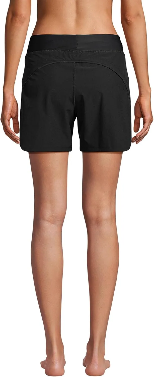 Lands' End Women's 5" Quick Dry Elastic Waist Board Shorts Swim Cover-up Shorts with Panty