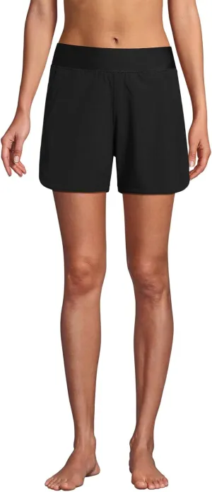 Lands' End Women's 5" Quick Dry Elastic Waist Board Shorts Swim Cover-up Shorts with Panty
