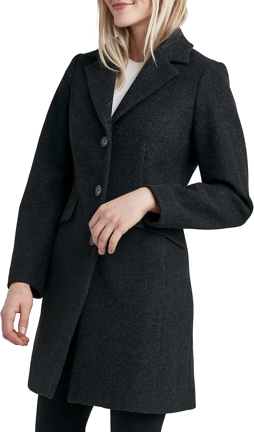 Laundry by Shelli Segal Women's Faux Wool Coat with Notch Collar
