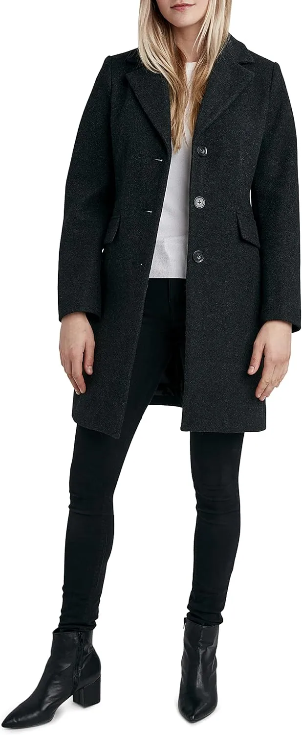 Laundry by Shelli Segal Women's Faux Wool Coat with Notch Collar