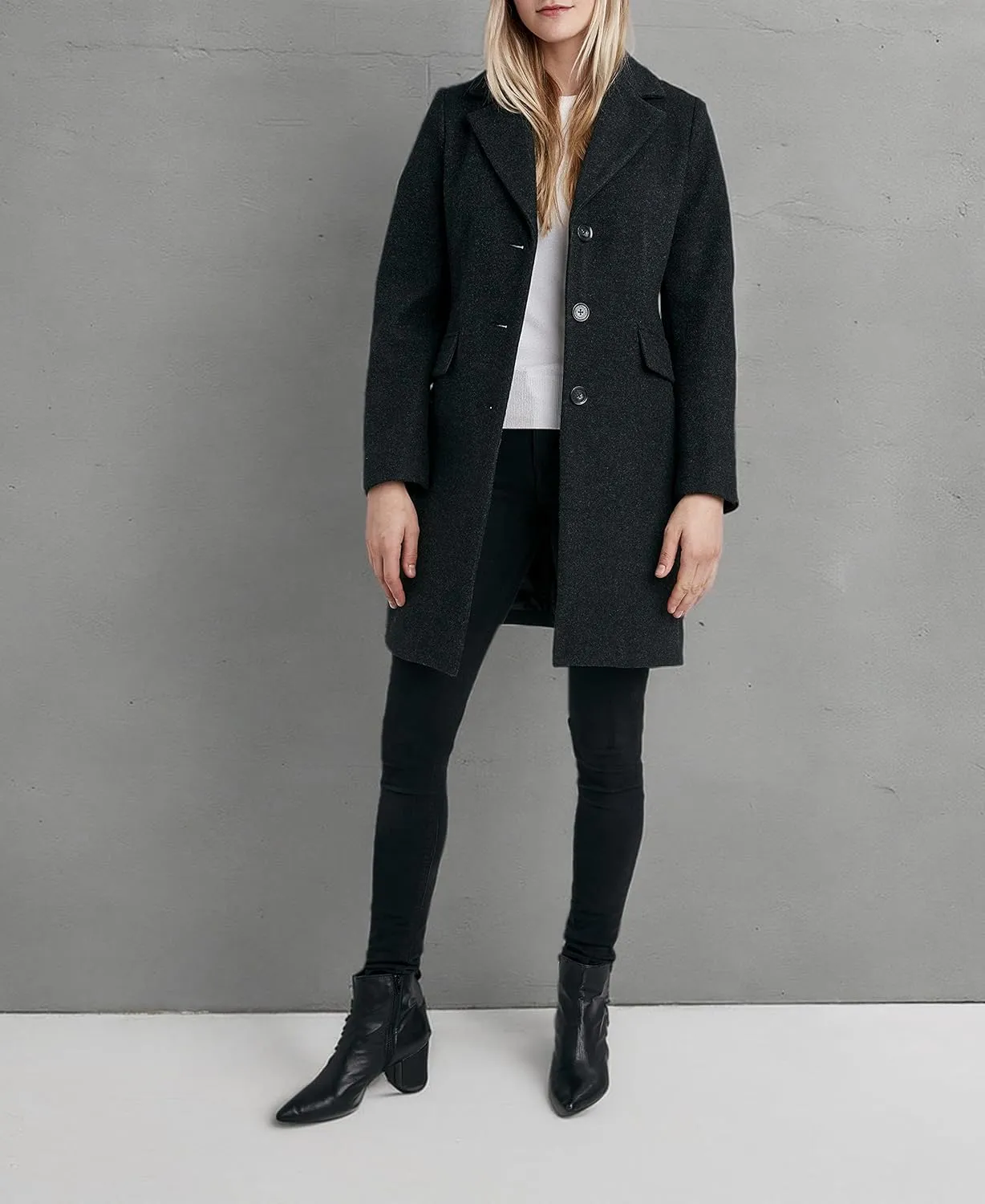 Laundry by Shelli Segal Women's Faux Wool Coat with Notch Collar