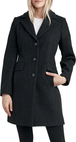 Laundry by Shelli Segal Women's Faux Wool Coat with Notch Collar