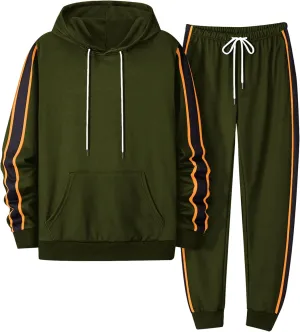 LecGee Men's 2 Piece Outfits Hoodie Sweatshirt Elastic Waist Joggers Sweatpants Casual Athletic Tracksuit Sweatsuit Set